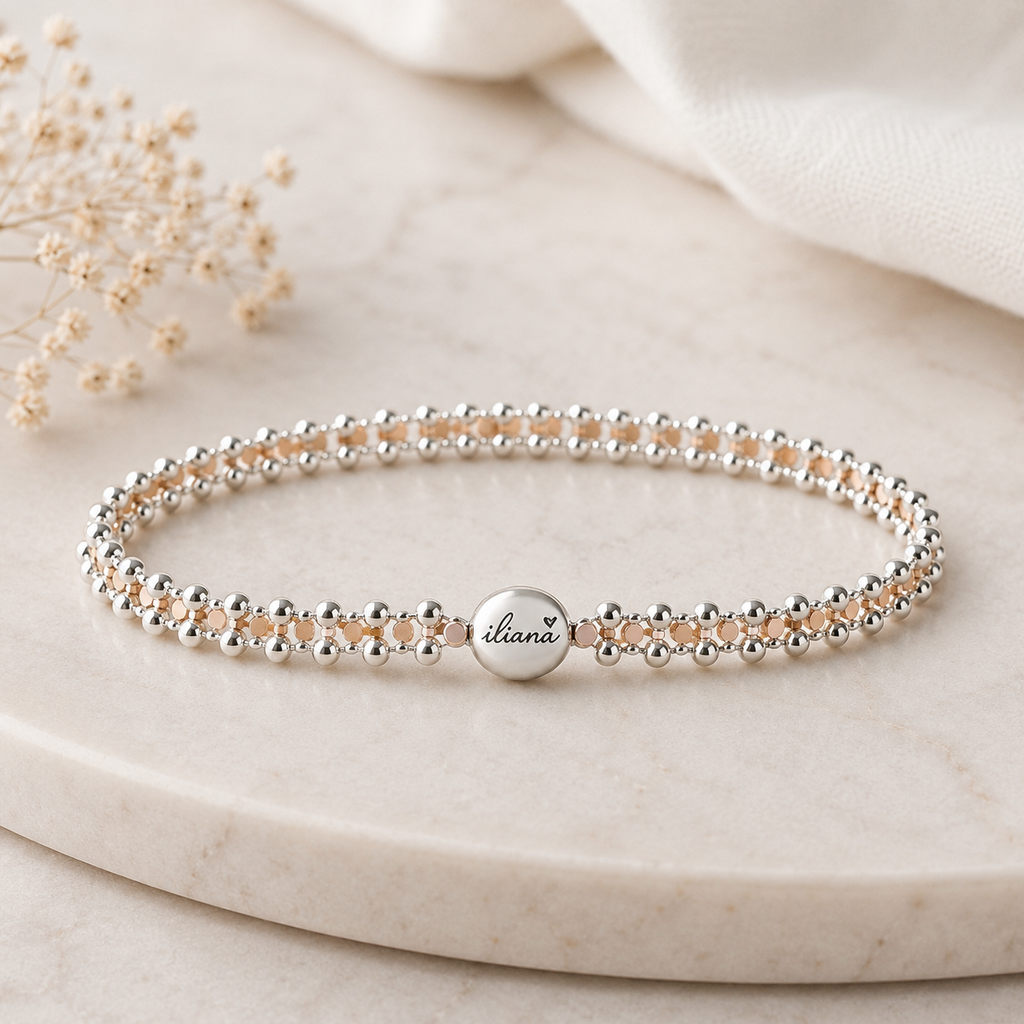 Champagne Silk Bracelet - Metal Mosaic Collection