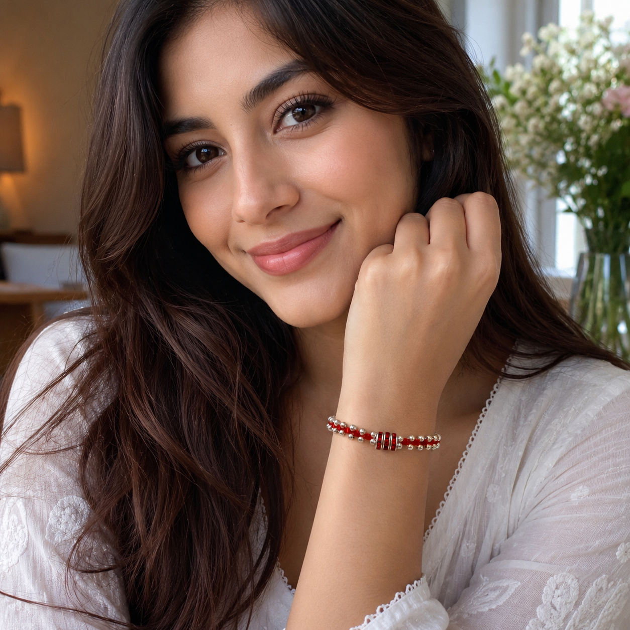 Crystal Constellations - Crimson Pulse Bracelet